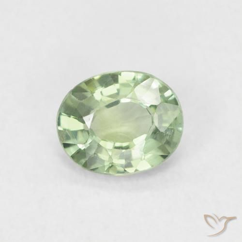 0.46ct Naturale Verde salvia molto chiaro Zaffiro, Ovale, VVS-VS