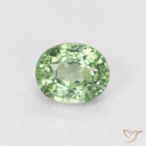 0.61ct Naturale Verde foresta chiaro Zaffiro, Ovale, VVS-VS