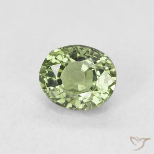 Zaffiro Verde molto chiaro naturale da 0.63 ct, Ovale, VVS-VS