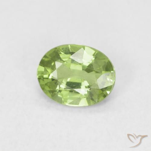 Zaffiro Pera Verde naturale da 0.44 ct, Ovale, VVS-VS