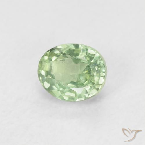 Zaffiro Verde chiaro naturale da 0.56 ct, Ovale, VVS-VS