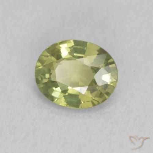 Zaffiro Verde terroso chiaro naturale da 0.46 ct, Ovale, VVS-VS