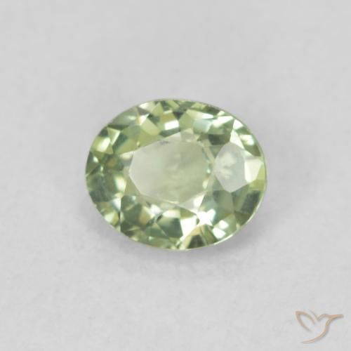 Zaffiro Verde pallido naturale da 0.46 ct, Ovale, VVS