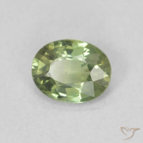 Zaffiro Pera Verde naturale da 0.47 ct, Ovale, VVS