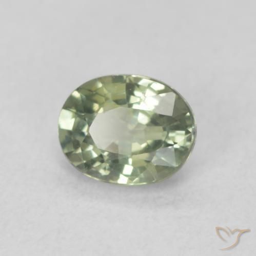 Zaffiro Verde chiaro naturale da 0.50 ct, Ovale, VVS