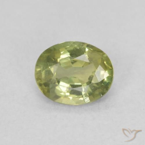 0.44ct Naturale Giallo verde Zaffiro, Ovale, VS
