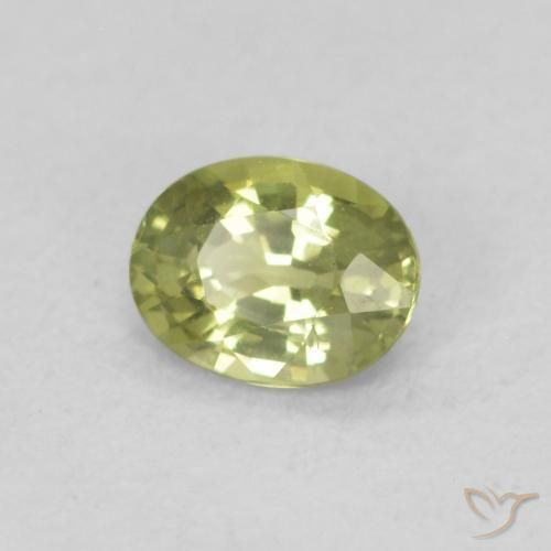 Zaffiro Verde oliva naturale da 0.45 ct, Ovale, VS