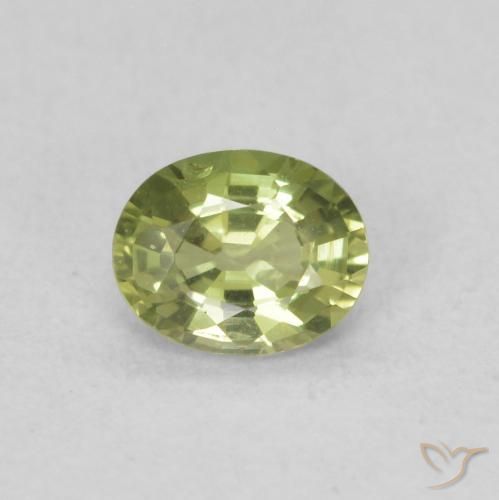 0.39ct Naturale Giallo verde Zaffiro, Ovale, VS