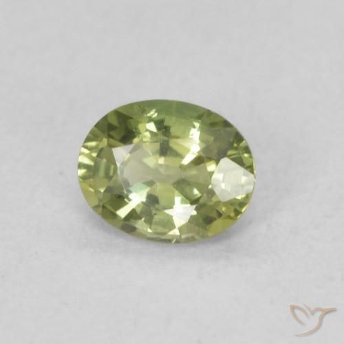 Zaffiro Giallo verde naturale da 0.39 ct, Ovale, VS