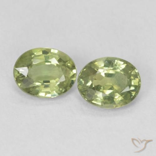 0.77ctw Naturale Verde giallastro Zaffiro, Ovale, VS