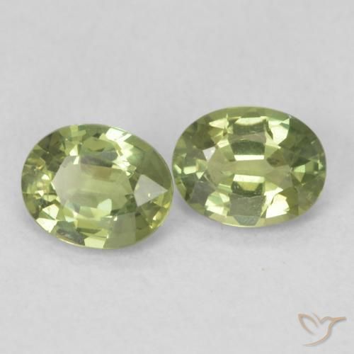 Gemme di Zaffiro Verde foresta chiaro naturale da 0.87 ct, Ovale, VS