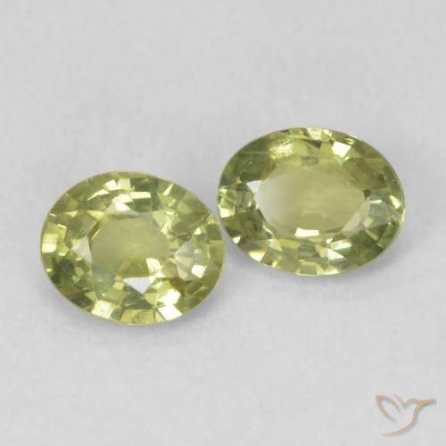 Gemme di Zaffiro Caldo terroso verde naturale da 0.78 ct, Ovale, VS