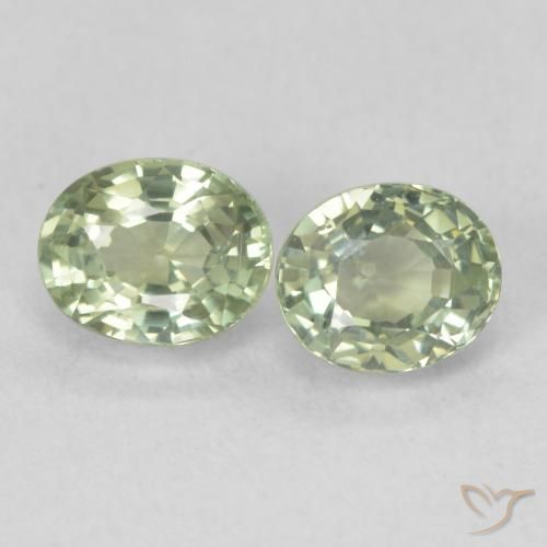 1.23ctw Naturale Verde Pera Pallido Zaffiro, Ovale, VVS-VS