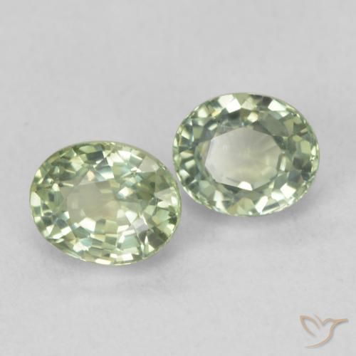 Gemme di Zaffiro Verde Pera Pallido naturale da 1.23 ct, Ovale, VVS-VS