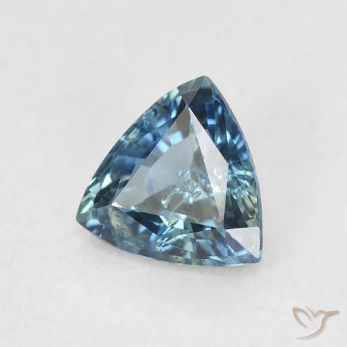 Zaffiro Teal-blu naturale da 0.73 ct, Taglio trillion, VS