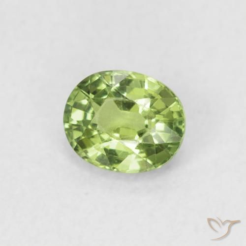 Zaffiro Pera Verde naturale da 0.48 ct, Ovale, VVS