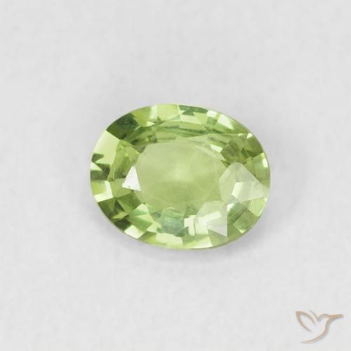 Zaffiro Giallo verde naturale da 0.38 ct, Ovale, VVS