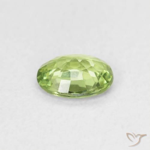 Zaffiro Giallo verde naturale da 0.38 ct, Ovale, VVS