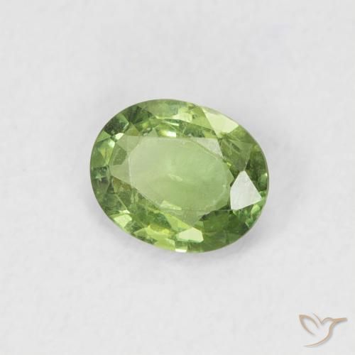 Zaffiro Pera Verde naturale da 0.41 ct, Ovale, VVS