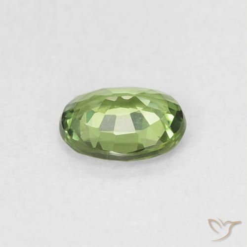 Zaffiro Pera Verde naturale da 0.41 ct, Ovale, VVS