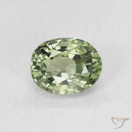 Zaffiro Verde grigiastro naturale da 0.66 ct, Ovale, VVS