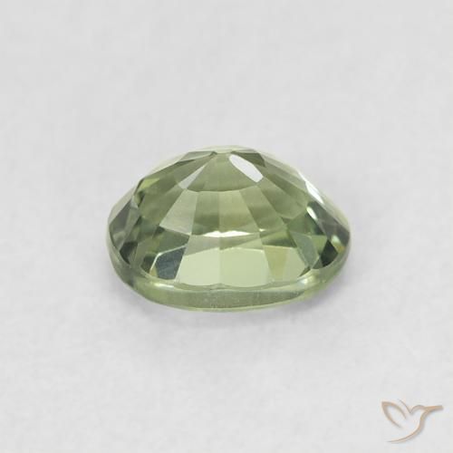 Zaffiro Verde grigiastro naturale da 0.66 ct, Ovale, VVS