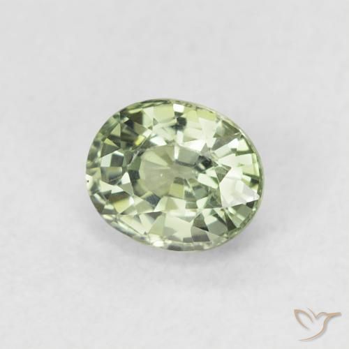 Zaffiro Verde chiaro naturale da 0.62 ct, Ovale, VVS