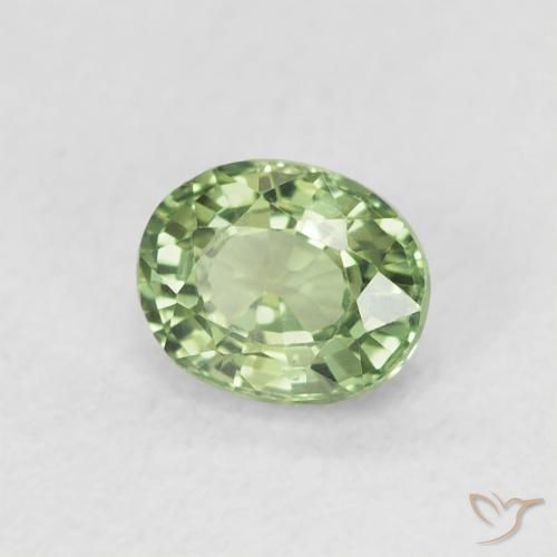 Zaffiro Verde chiaro naturale da 0.64 ct, Ovale, VVS
