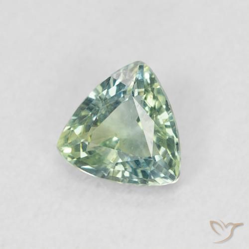 Zaffiro Medium Light Green naturale da 0.50 ct, Taglio trillion, VVS-VS