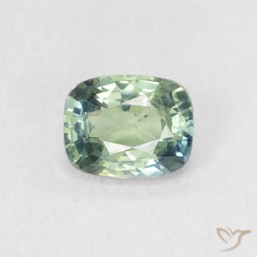 0.60ct Naturale Blu Medio Verde Zaffiro, Cuscino, VVS-VS