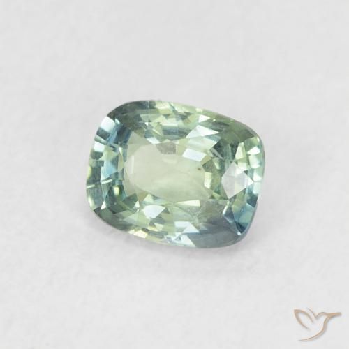 Zaffiro Blu Medio Verde naturale da 0.60 ct, Cuscino, VVS-VS