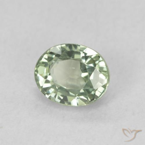 Zaffiro Verde pallido naturale da 0.59 ct, Ovale, VVS-VS