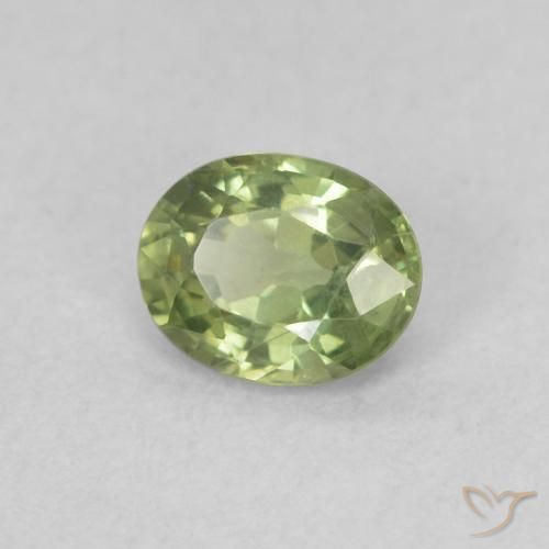 Zaffiro Verde caldo naturale da 0.42 ct, Ovale, VVS-VS