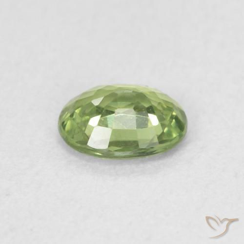 Zaffiro Verde caldo naturale da 0.39 ct, Ovale, VVS-VS