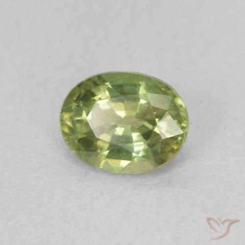 0.47ct Naturale Verde giallastro Zaffiro, Ovale, VVS-VS