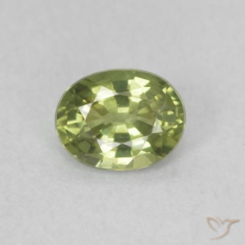 Zaffiro Verde giallastro naturale da 0.47 ct, Ovale, VVS-VS