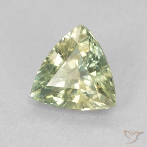 Zaffiro Verde caldo naturale da 0.74 ct, Taglio trillion, VS