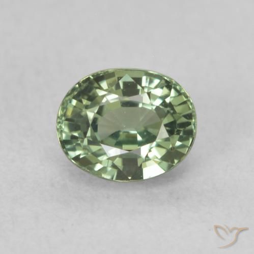0.73ct Naturale Verde foresta chiaro Zaffiro, Ovale, VVS-VS