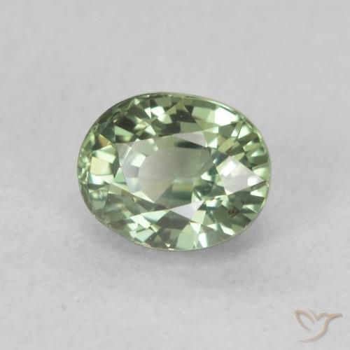 Zaffiro Verde foresta chiaro naturale da 0.73 ct, Ovale, VVS-VS
