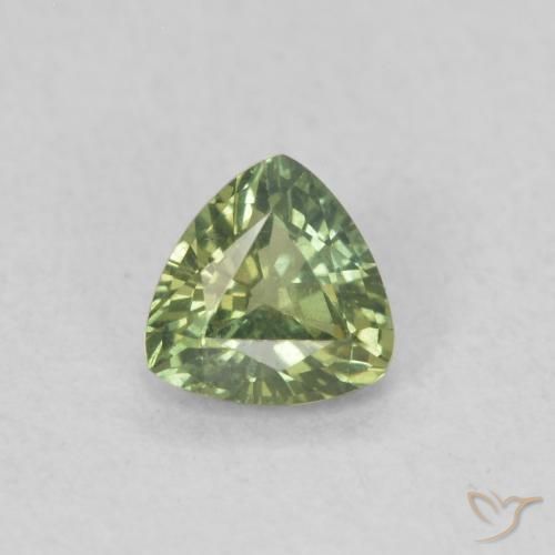 Zaffiro Verde scuro naturale da 0.36 ct, Taglio trillion, VVS-VS
