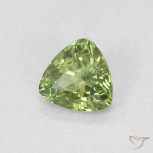 Zaffiro Verde medio naturale da 0.48 ct, Taglio trillion, VVS-VS