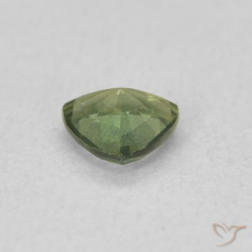 Zaffiro Verde giallastro naturale da 0.35 ct, Taglio trillion, VVS-VS