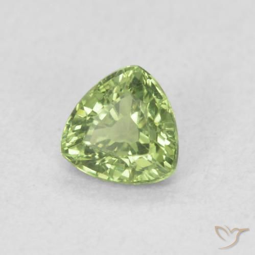 Zaffiro Verde medio naturale da 0.46 ct, Taglio trillion, VVS-VS