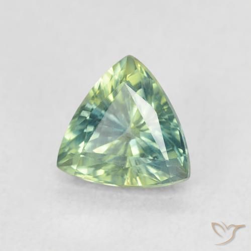 Zaffiro Verde chiaro naturale da 0.79 ct, Taglio trillion, VVS