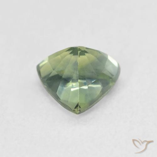 Zaffiro Verde chiaro naturale da 0.79 ct, Taglio trillion, VVS