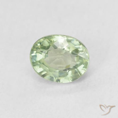 Zaffiro Verde molto chiaro naturale da 0.60 ct, Ovale, VVS-VS