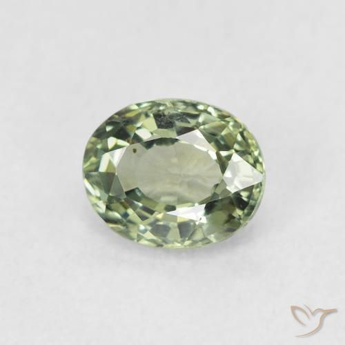 0.60ct Naturale Verde salvia Zaffiro, Ovale, VVS-VS