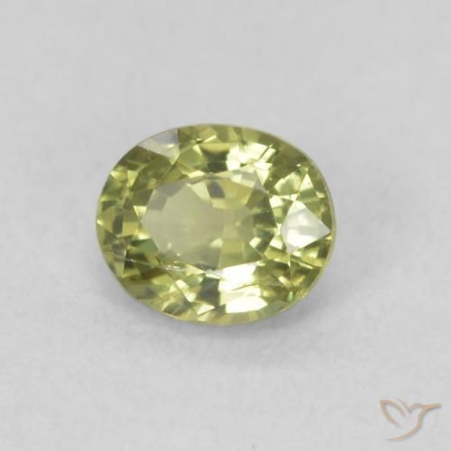 Zaffiro Verde oliva naturale da 0.54 ct, Ovale, VS