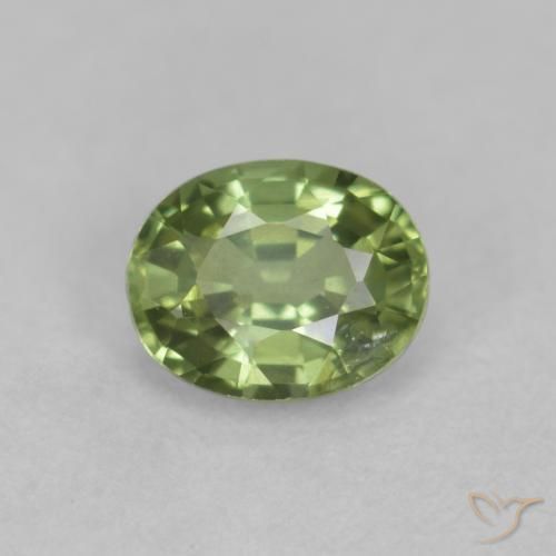 0.43ct Naturale Verde oliva Zaffiro, Ovale, VS