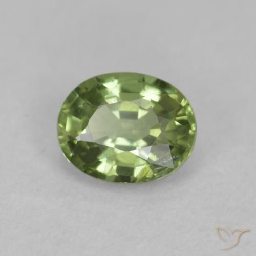 Zaffiro Verde oliva naturale da 0.43 ct, Ovale, VS